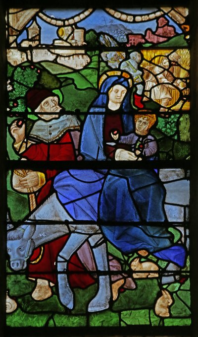 Window depicting the Flight into Egypt by French School